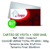 CARTÃO DE VISITA - COUCHÊ VERNIZ TOTAL FR 300G - 4x1 - 1000