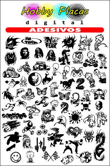 Cartela c/ 500 adesivos (modelos diversos)